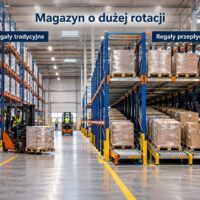 Regały paletowe tradycyjne i przepływowe w magazynie o dużej rotacji
